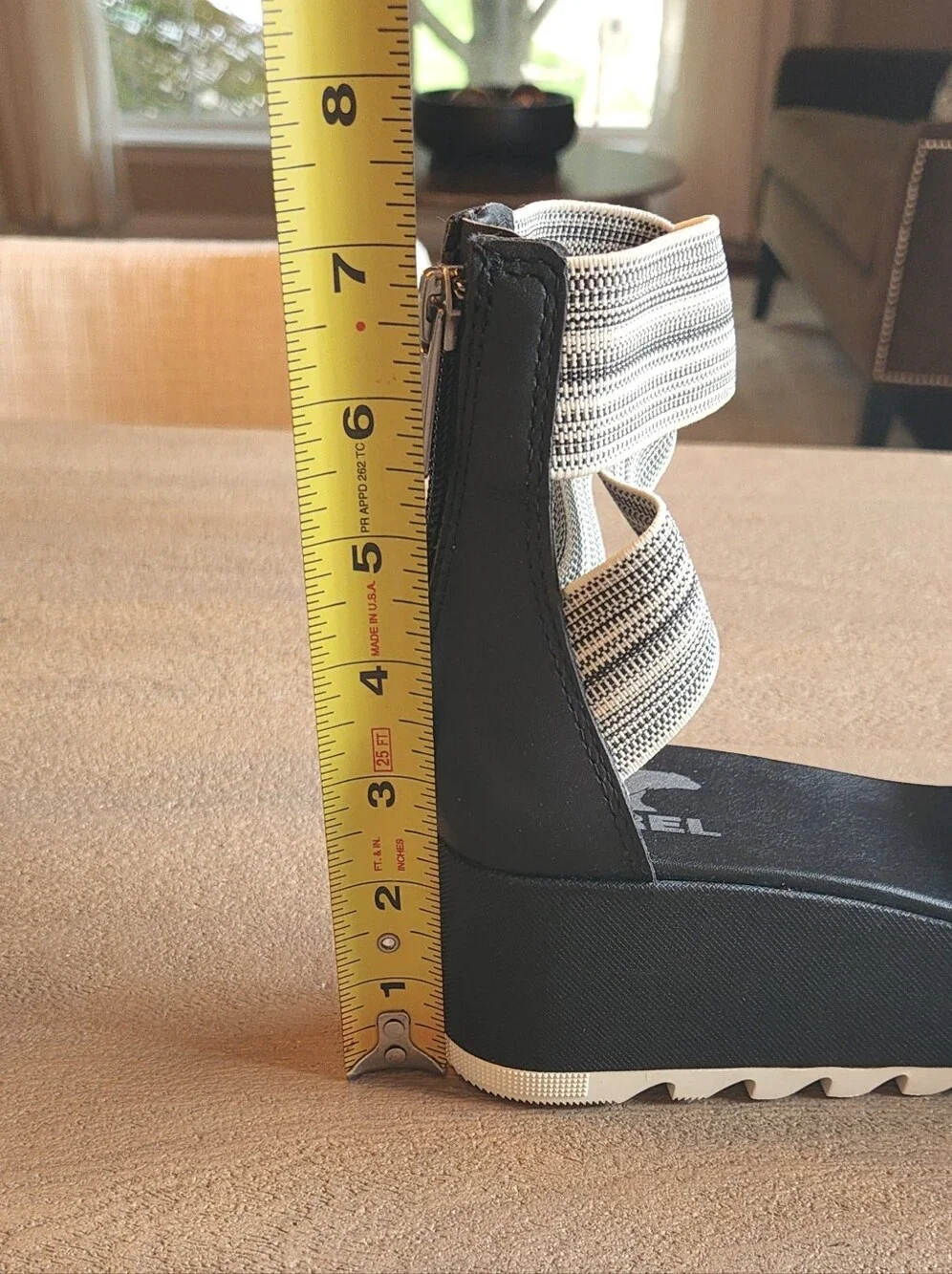 Sorel Women’s Cameron Leather Platform Ankle Strap Wedge Zip Sandal Size 7